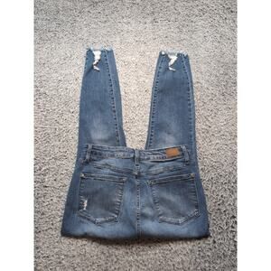 Judy Blue Jeans Women 31 Blue Distressed High Rise Raw Hem Medium Wash Denim